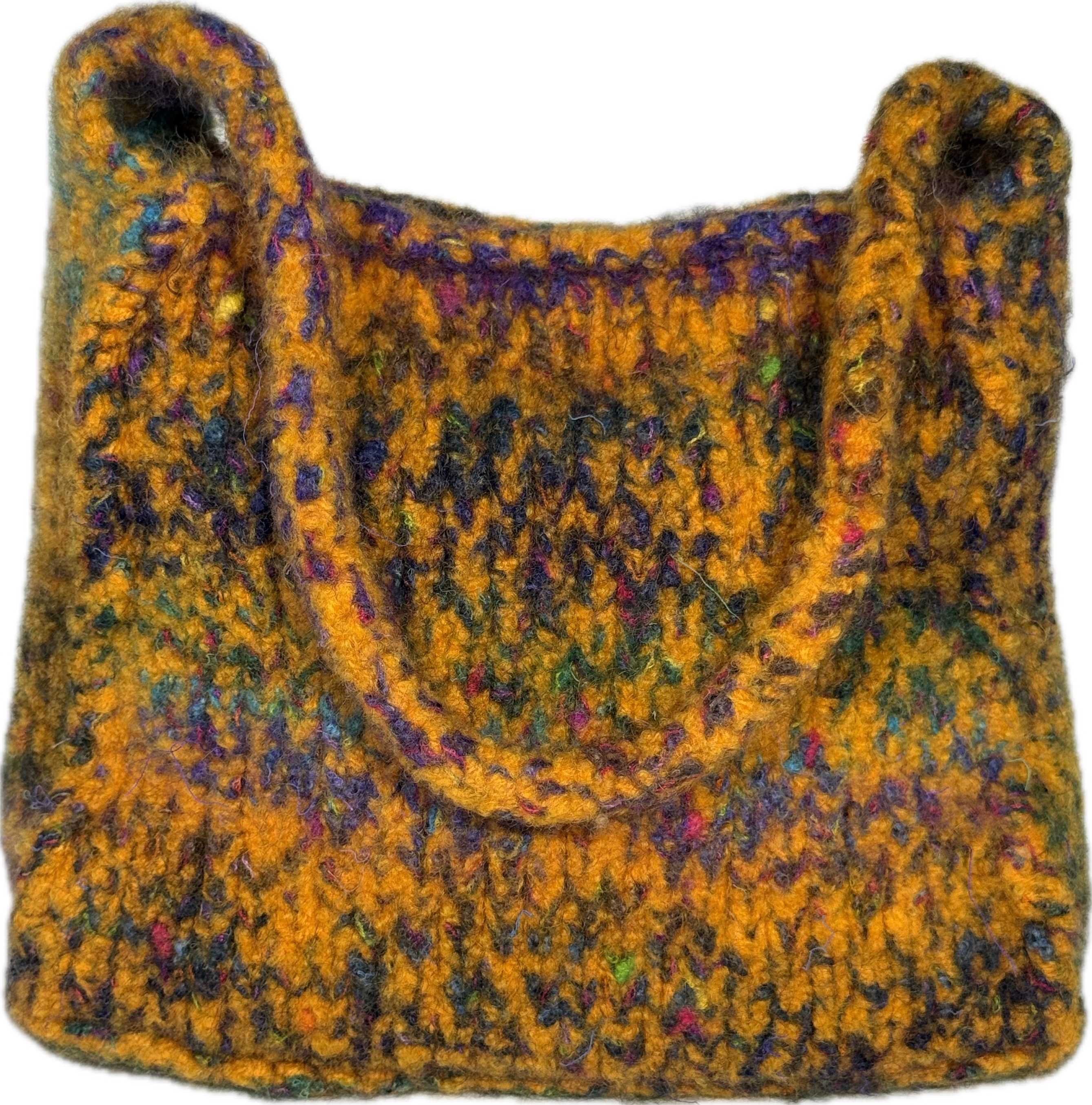 Golden yellow and orange speckled felted purse